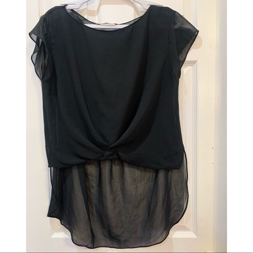 ZARA Basic Collection top sheer pleated tail back
